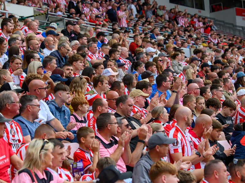 Sunderland fans in action before, during and after the pre-season friendly against Stade Rennais at the Stadium of Light. Photo by Chris Fryatt.