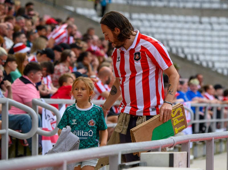 Sunderland fans in action before, during and after the pre-season friendly against Stade Rennais at the Stadium of Light. Photo by Chris Fryatt.