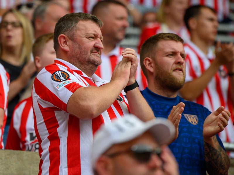 Sunderland fans in action before, during and after the pre-season friendly against Stade Rennais at the Stadium of Light. Photo by Chris Fryatt.