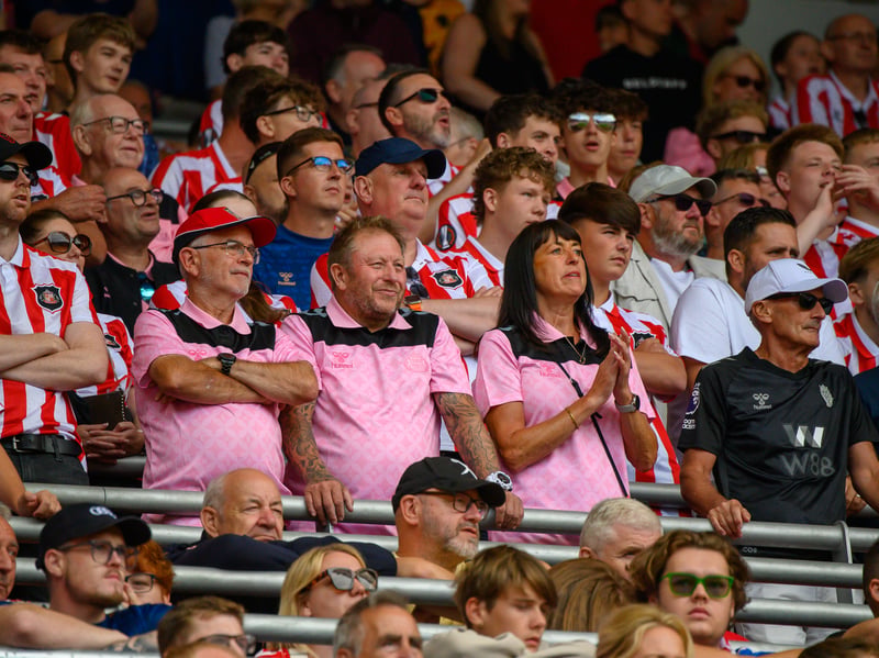Sunderland fans in action before, during and after the pre-season friendly against Stade Rennais at the Stadium of Light. Photo by Chris Fryatt.