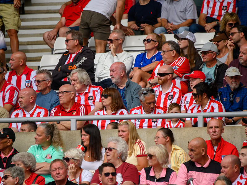 Sunderland fans in action before, during and after the pre-season friendly against Stade Rennais at the Stadium of Light. Photo by Chris Fryatt.