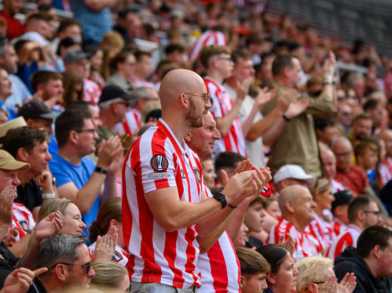 Sunderland fans in action before, during and after the pre-season friendly against Stade Rennais at the Stadium of Light. Photo by Chris Fryatt.