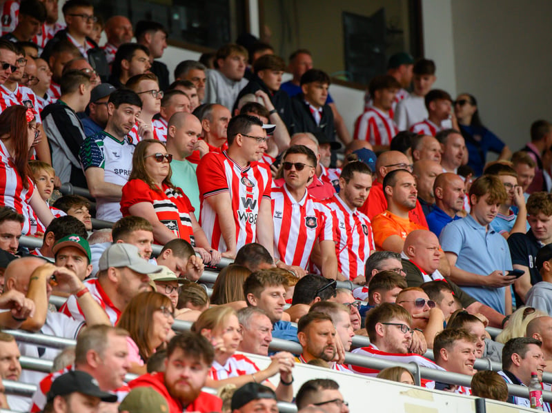 Sunderland fans in action before, during and after the pre-season friendly against Stade Rennais at the Stadium of Light. Photo by Chris Fryatt.