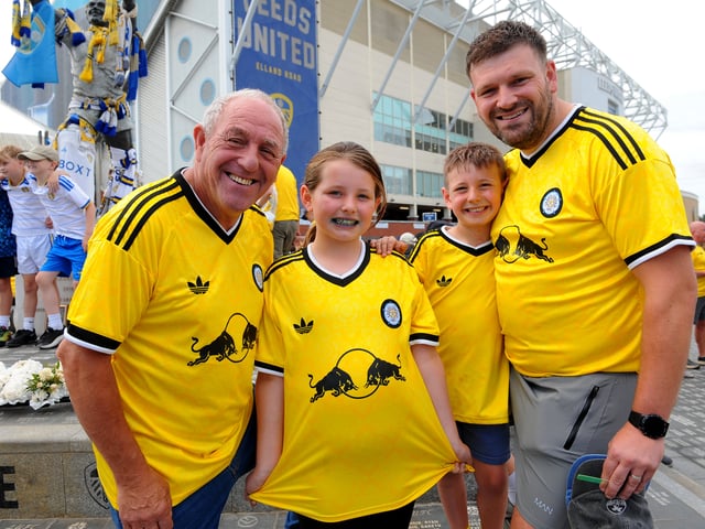 Leeds United v FC Augsburg   pre season friendly 15-08-2026 pic Steve RidingPaul,  Phoebe ,eight  Freddie, six  andf Adam Jackson of Guiseley