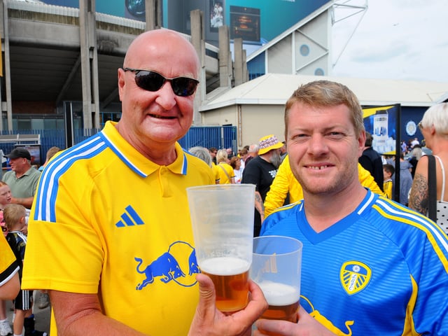 Leeds United v FC Augsburg   pre season friendly 15-08-2026 pic Steve RidingPre match drink at The Peacock for Alan Owers of South Sheffield and Danny Shipman of Pudsey