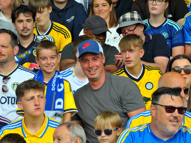 Leeds United fans vs FC Augsburg   pre season friendly 15-08-2026 pic Steve Riding
Fans in the South Stand