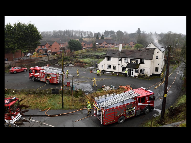 Fire crews attend a fire at the Cheshire Cheese pub in Doseley Road, Dawley, in January 2020. The pub had been closed for nearly a year by that time and the fire was blamed on arsonists.