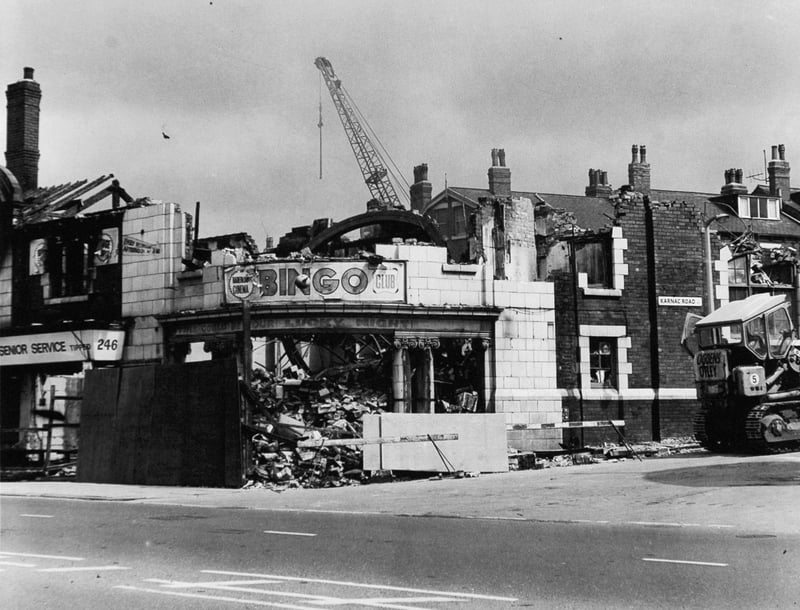 The Harehill's Cinema, on Roundhay Road, Leeds, is demolished in July 1968