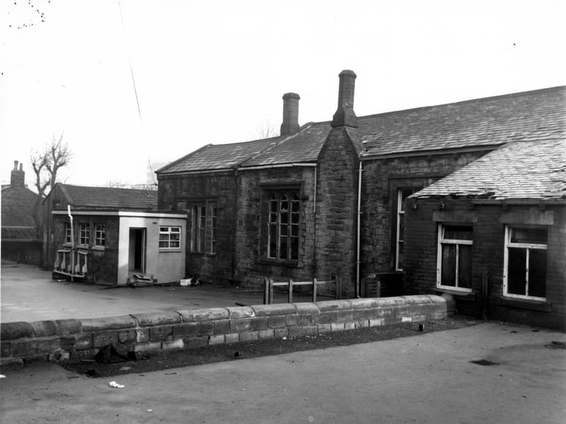 The rear of Armley National School or Armley Higher Grade School which opened in 1832 and closed in 1966. It was situated on Chapel Lane. Pictured in December 1967.
