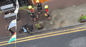 Emergency services outside the pub