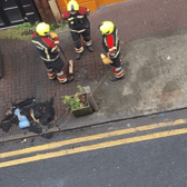 Emergency services outside the pub