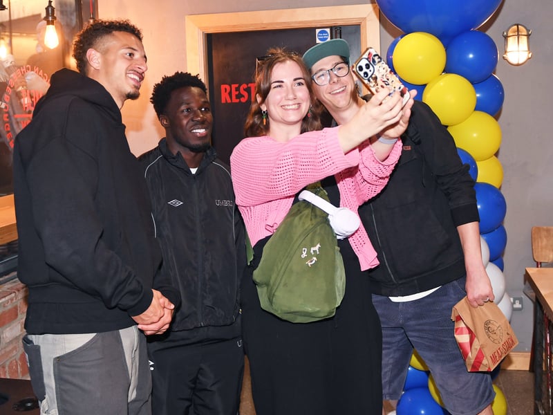 Ethan Ampadu and Willy Gnonto pose for selfies