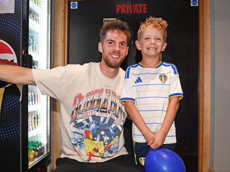 Anton Stach fan Austin Gallant ,9, poses for a picture with the Leeds United star!