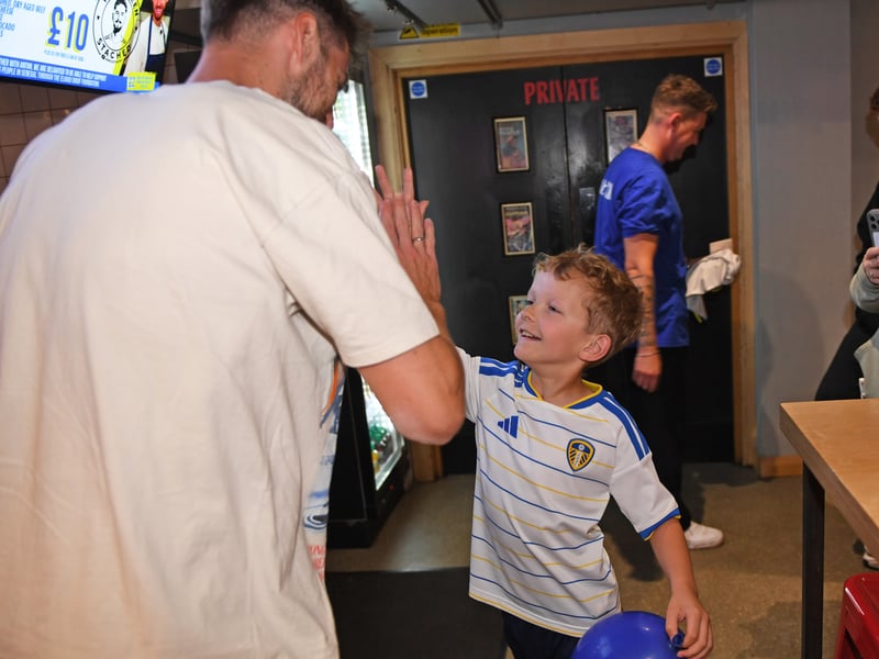 Austin Gallant, 9,  gets a high-five from his favourite player: Anton Stach