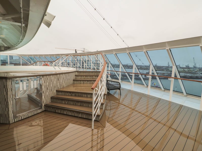 Pictured: Spa area on Azamara Quest overlooking the port.