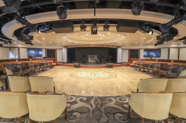 Azamara Quest cruise ship is visiting Portsmouth for the first time on August 19, 2026. Pictured: Theatre area.