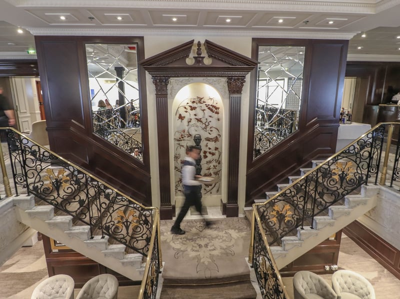 Pictured: Lobby area of the Azamara Quest cruise ship.