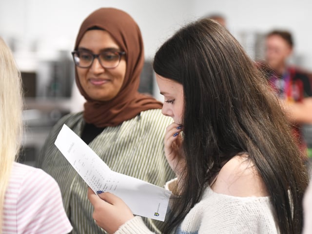 Pictured reactions as students open their results at Woodkirk Academy in Tingley