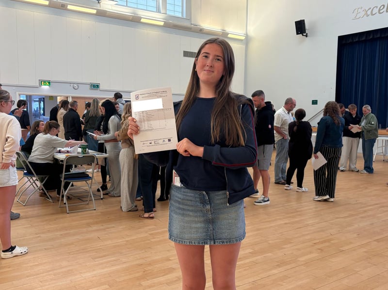 Whitburn Academy pupil Rose Rennie with her GCSE results.