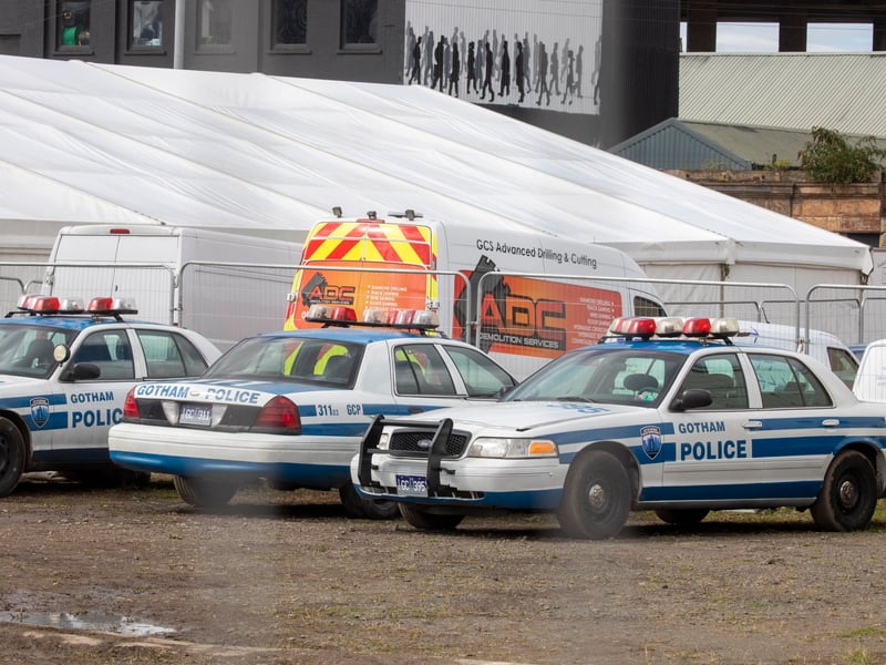 Gotham police cars on the streets of Glasgow.