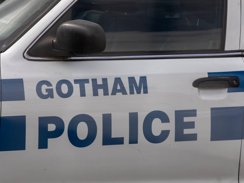 A closeup of one of the police cars being used in filming.