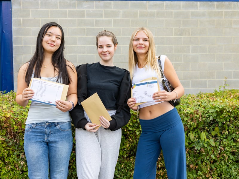 GCSE results day at Horndean Technology College. 

Pictured: (from left) Bethan Hsia, Annie McIntosh and Ava Hinks.  

Picture: Marcin Jedrysiak