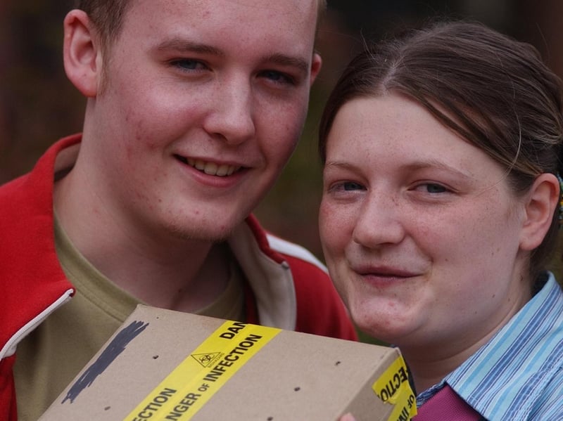 David Paulsen and Zoe Smith were keen to show us the spider they found while walking home in 2003.