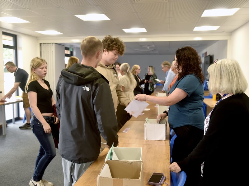 Students picked up their GCSE results at King's Academy Brune Park in Military Road, Gosport.

Picture: Sarah Standing (200826-8002)