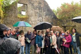 Kate Mannion with so many of her relatives outside the old family homestead in Seecon, between Oughterard and Killannin, on the occasion of Kate's 90th birthday gathering.