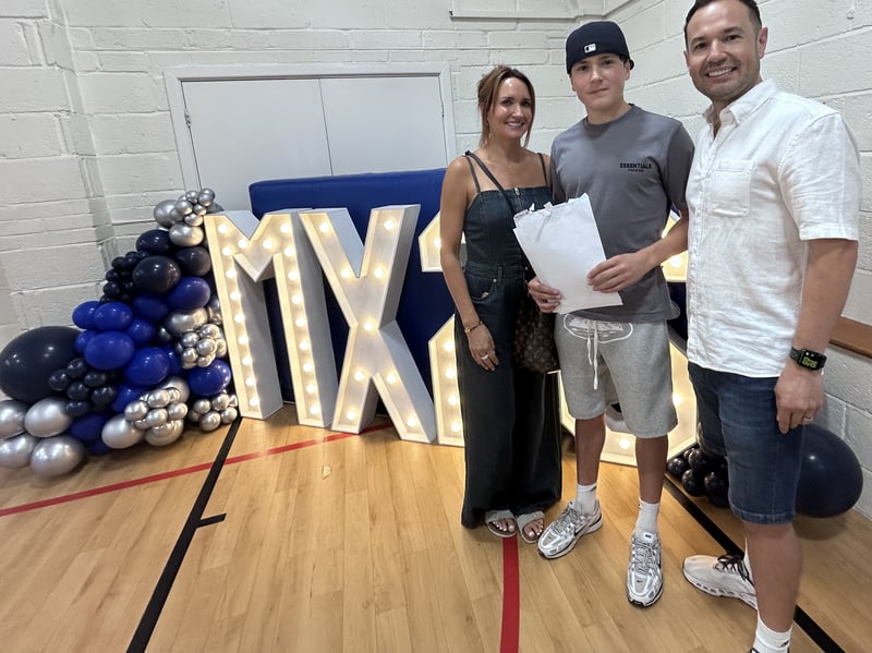 Meoncross School is celebrating a set of good GCSE results.
Pictured: Joey with his family