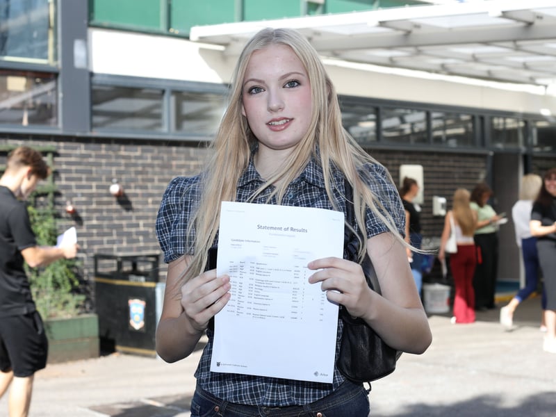 Students at St Edmund's Catholic School, Southsea, have collected their GCSE results.
Pictured: Jagoda Kurakowska pleased with her results
Picture: Habibur Rahman