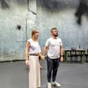 Kate Murray and Jarlath Tivnan rehearsing Hill of the Hares.