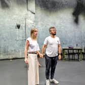 Kate Murray and Jarlath Tivnan rehearsing Hill of the Hares.