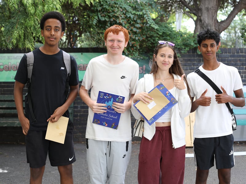 Students at St Edmund's Catholic School, Southsea, have collected their GCSE results. 


Picture: Habibur Rahman