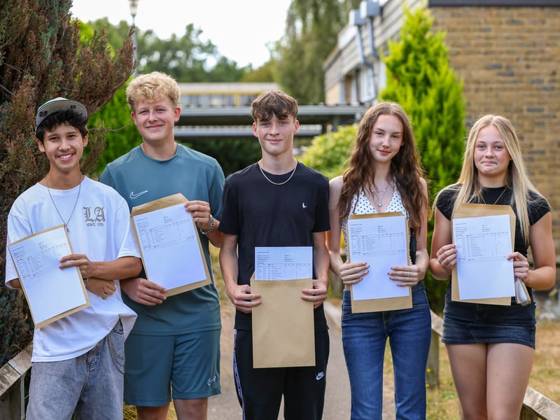 Crookhorn College students have collected their GCSE results.
Pictured: From left, Alister Boileau, Callum Tyler, Joseph Alderson, Daisy Barnley and Scarlet O'Brien.
Picture: Chris Moorhouse (200826-20)