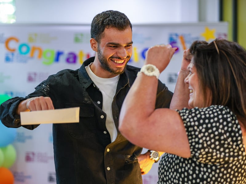 Students collected their GCSE results at Crookhorn College.
Pictured: Rasoul Ebrahimi is a Kurdish Iranian who has been in the UK a year. He passed maths and English and ultimately would like to train to be a doctor.
Picture: Chris Moorhouse