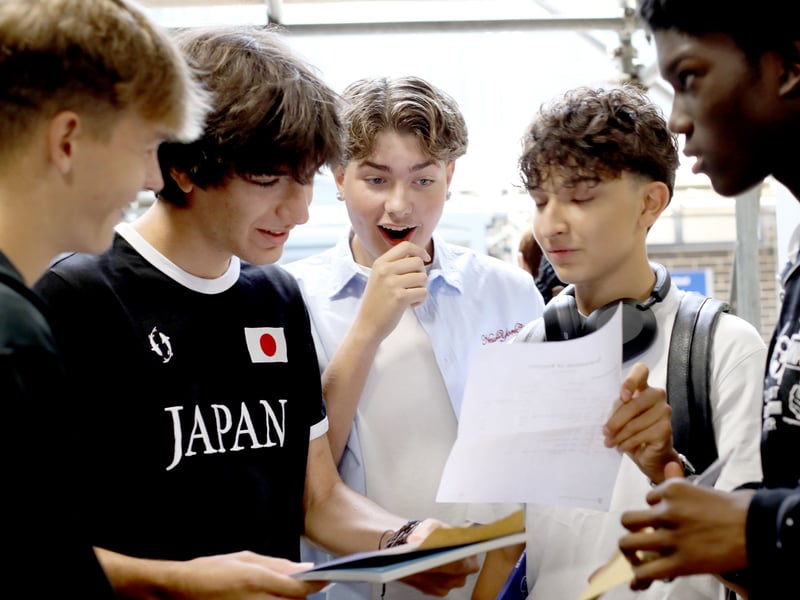 Students at St Edmund's Catholic School, Southsea, have collected their GCSE results. 

Picture: Habibur Rahman