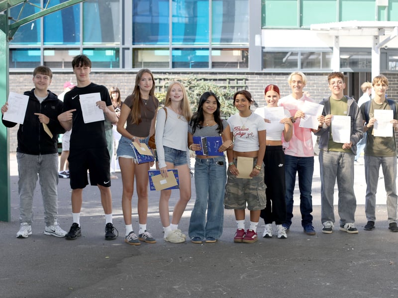 Students at St Edmund's Catholic School, Southsea, have collected their GCSE results. 

Picture: Habibur Rahman