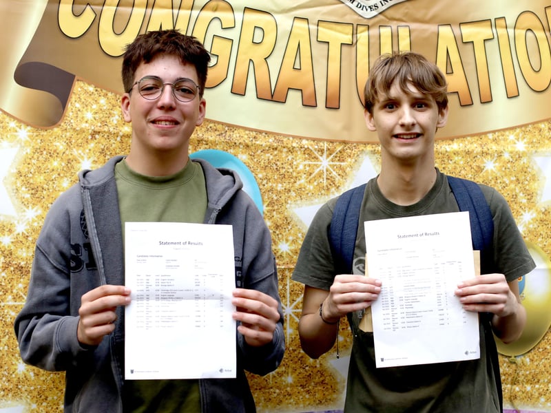Students at St Edmund's Catholic School, Southsea, have collected their GCSE results. 

Pictured: Enrico Trapani and Tomasz Zelezny 

Picture: Habibur Rahman