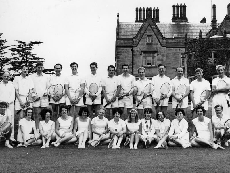 Tennis players at the National Sports Centre at Lilleshall Hall. It could be a team. It could be a competition. It could be... well, anything. It looks to be around the 1960s.