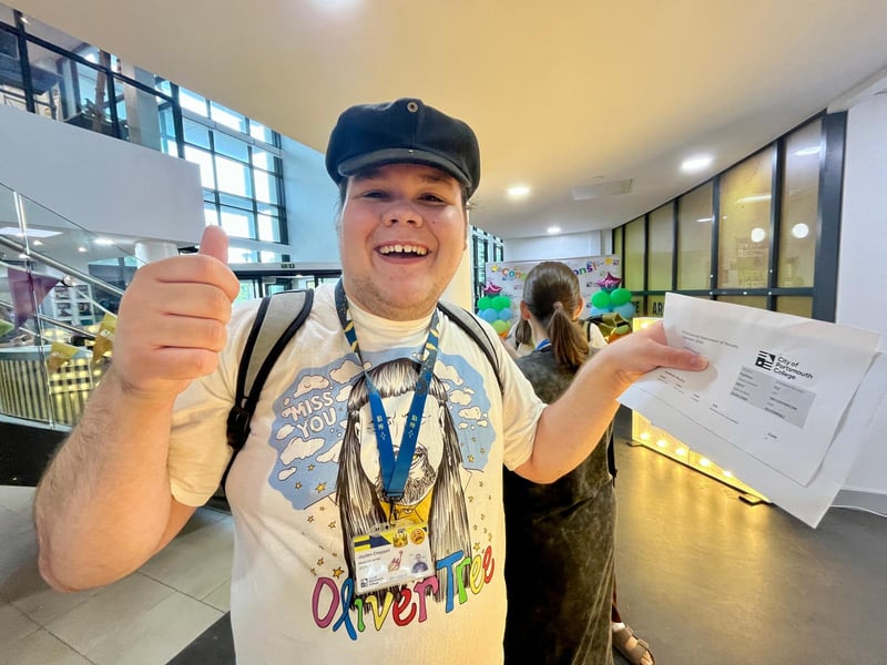 GCSE Results 2026: City of Portsmouth College Highbury Campus.

Pictured: Jayden Chappell passed maths after having to sit the exam four times. 

Picture: Chris Moorhouse 