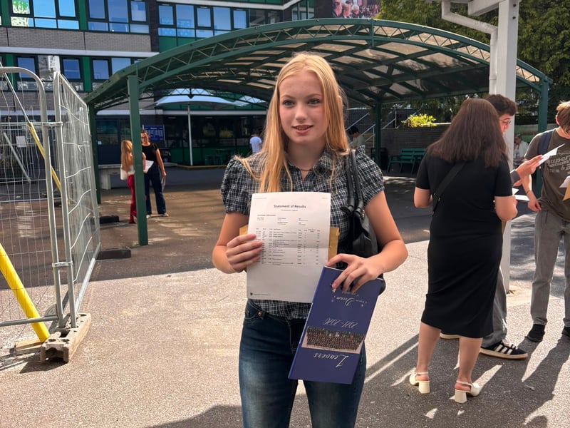Teenagers have turned out in huge crowds to get their GCSE results at St Edmund's Catholic School.
Pictured: Jagoda Kurakowksa