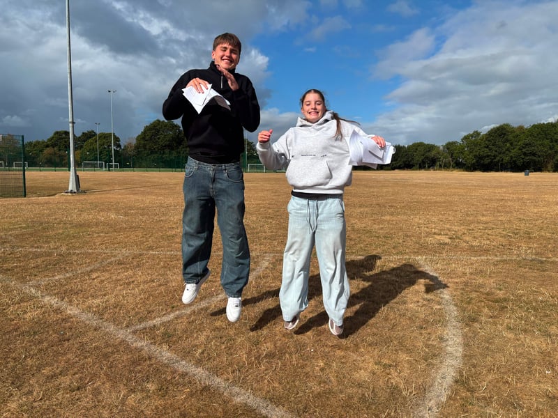Students at King's Academy Brune Park are celebrating GCSE results day. 

Pictured: Twins Toby and Gabriella Palmer

Picture: Sarah Standing 