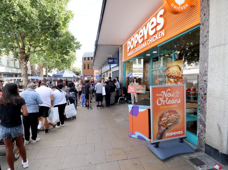 The queue outside Popeyes in Portsmouth ahead of opening on Friday, August 21.