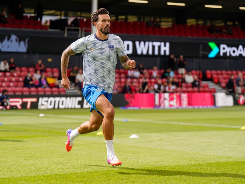Pompey skipper Marlon Pack warming up before the game. Picture: Jason Brown