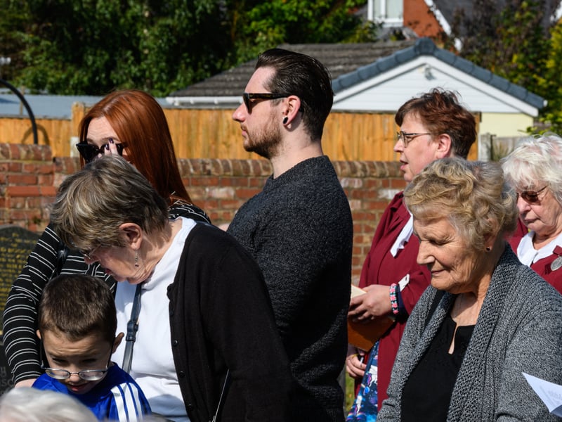 Members of the public listen on at the Freckleton Air Disaster Memorial at Holy Trinity Church. Photo: Kelvin Lister-Stuttard