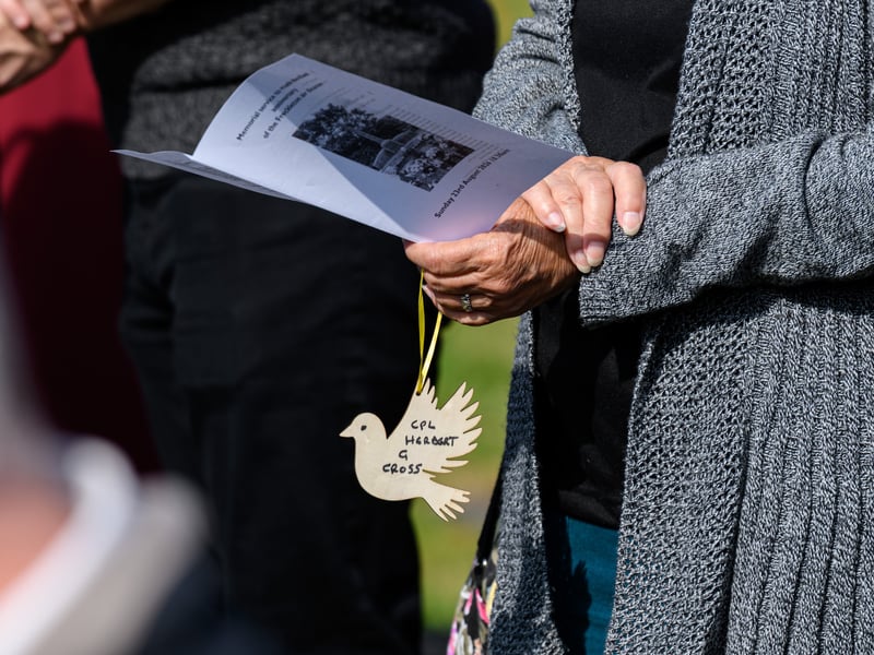Doves bearing the name of those who died at the Freckleton Air Disaster are placed on a tree at Holy Trinity Church in remembrance. Photo: Kelvin Lister-Stuttard