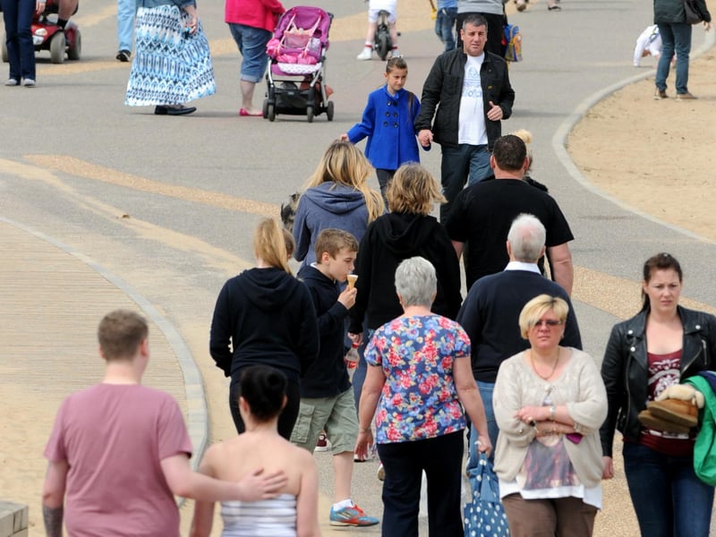 Taking a leisurely stroll on South Shields seafront in a Shields Gazette photo from 2013.