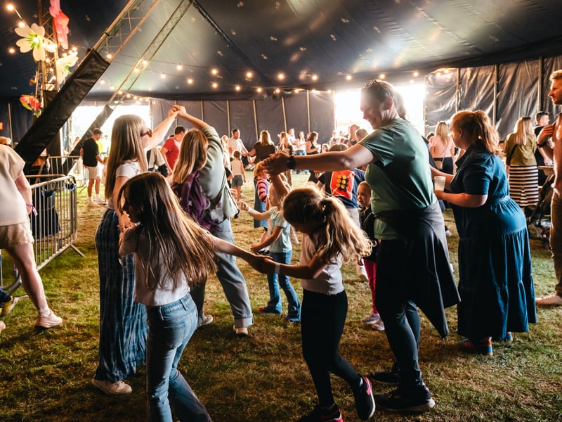 These kids had a ball in the ceilidh tent at the festival on Saturday.