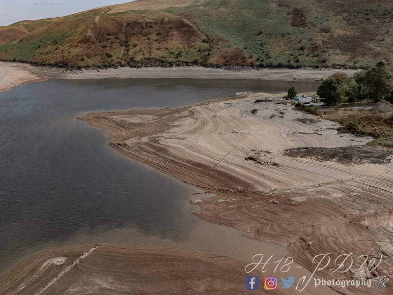 The water level at the Clywedog Reservoir has dropped significantly in recent weeks.